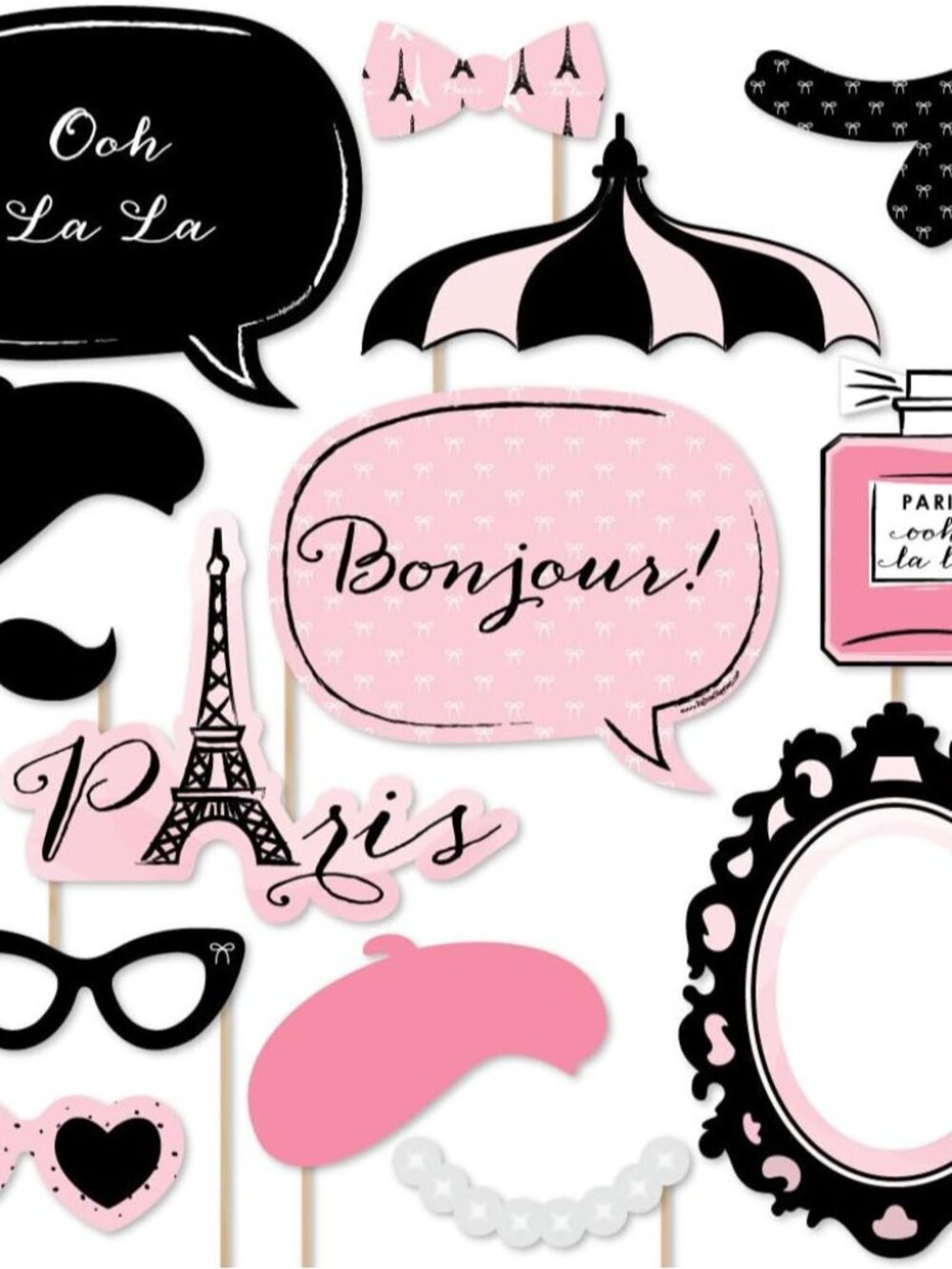 Paris, Ooh La - Paris Photo Booth Prop Kit, DIY Props - 20pc